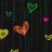 Pixelated heart shapes fall against a dark background with green, yellow, blue, and pink colors while red text reads 'Fuck Love' on the right.