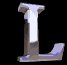 A metallic silver letter L with a reflective surface, displayed in a of six showing varying brightness levels against a black background