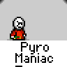 Animated contact sheet showing a pixel art character's fire-based actions across multiple frames with consistent text label below each frame.