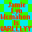 Red text on a green and blue star-patterned background displays 'Jamie Lyn McMahon is MARLLLTY' in two identical mirrored sections.
