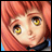 Pixelated anime-style character with orange hair and yellow eyes, next to black background with white text.