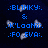 Pixelated blue text on dark background with gray smudges, showing three lines of stylized names and a central ampersand symbol.