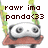 Pixelated panda icon with brown text reading 'powr imo panda 83' above, green bamboo stalks on sides, and a red base.