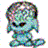 Pixelated figure with multicolored hair, light blue skin, dark eyes, and a small tail, standing against a white background.