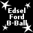 Black background with white pixelated text "Edsel Ford B-Ball" repeated four times in a , surrounded by white star shapes