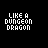 pixelated text icons displaying 'LIKE A DUNGEON DRAGON' in varying colors and partial lettering across multiple