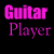 Pixelated pink text "Guitar Player" with cyan, green, and yellow squares on black background; animation shows square layers changing.