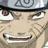 Static pixelated image of a character's face with visible forehead, eyes, nose, mouth, and part of the headband featuring a spiral symbol.