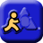 Blue rounded square icon with yellow stick figure and light blue triangular shape on right side.