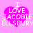 Four identical pixelated heart-shaped icons with pink background and white text reading "I LOVE JACOBIE ELLSBURY" arranged in a
