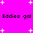 Bright pink background with white pixelated stars and repeated black text reading 'Eddies gal' in two horizontal
