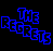 Pixelated blue text logo on black background with diagonal arrangement of letters forming 'THE REGRETS' in blocky, retro digital style.