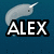 A four- shows a narwhal icon on the left and text-based character icons on the right, with pixelated text reading ALEX, DAVE, FAIL, WHALE
