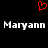 Red pixelated heart symbol above two instances of the name 'Maryann' in white blocky text on a black background.