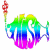 A 50x50 pixel animated buddy icon split into two frames showing a rainbow-colored fish with a red-and-yellow tail on the left and green text 'Original Icons .com' on a dark background on the right.