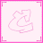 Pixelated pink arrow icon with varying stroke thickness across nine positions, bordered by dotted pink frame on light background