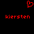 Red pixelated heart symbol above two instances of the word 'kiersten' in red text on a black background.