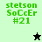 Green text 'stetson SoCcEr #21' on light green background with black star icon; same text on dark gray background with white star icon.
