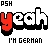 Pixel art buddy icon featuring text elements with a red 'y' and black-and-white 'eah', plus additional text above and below, all on white background.