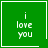 Green square icon with white text 'i love you' and a small heart symbol in the bottom-right corner of one frame.