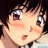 A 48x48 pixel buddy icon featuring a split composition with an anime-style character on the left and stylized text on the black background right side.