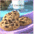 Pixelated image of chocolate chip cookies on a purple plate with blue background, bubbles floating in black space, and text reading "What more can I possibly ask for???".