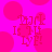 A static image with a bright pink background featuring large, lighter pink circles and pixelated text reading "I LOVE YOU!" in red.