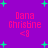 Purple background with green plus signs and pink text reading 'Dana Chrisbne <8' in four identical quadrants.