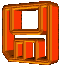 25 identical golden-brown geometric shapes with orange inner sections, arranged in five and five against a light gray background
