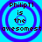 Four identical pixelated circular icons with blue background and purple rings, each displaying text "PhilipT1 is the awesomest" in dark brown pixelated font.