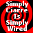 Red and black spiral background with white text reading "Simply Ciarre Is Simply Wired" arranged in a circular pattern.