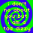Four identical spiral-patterned with green and blue swirls, each containing yellow text reading "i don't no about you but i am a tad dizzy"