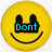 Four yellow smiley face icons arranged in a , each with black ears and text over the eyes