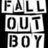 Static digital image with black background, white block text 'FALL OUT BOY', and green pixelated text including 'best concert EVER !!!!' and tour-related phrases.