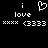 Pixelated black-and-white image showing two identical side-by-side text sequences with a heart symbol above the left sequence.