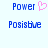 Blue pixelated text 'Power' with a pink heart symbol on the left, and 'Posisbve' below it, displayed on a light background.