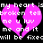 Pixelated pink broken heart with white text overlay on black background, repeated twice in a