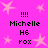 Pixelated pink background with light pink stars, black text reading '!!! Michelle H6 rox' repeated in two