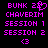 Pixelated purple text and symbols on black background, two identical side-by-side with slight variation in top-right symbol