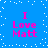 Blue background with white pixelated dots and four identical pink text blocks reading "I Love Matt" arranged in a