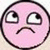 Two identical pink circular faces with downturned mouths and upward-tilted eyes, side-by-side on a light background.