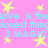 Pink background with yellow stars and repeated cyan text reading "Love is the closest thing 2 MAGIC" in a pixelated style.