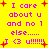 Yellow background with purple text reading "I care about u and no 1 else..... I <3 u!!!!!!" surrounded by red plus signs.