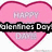 Pink heart-shaped icon with 'HAPPY' text, displaying animated text overlays about Valentine's Day and singles.