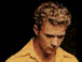 A person with light brown curly hair appears in three variations: yellow shirt on black background, black shirt on yellow background, and yellow shirt on dark background.