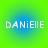 Four identical pixelated text icons arranged in a on gradient backgrounds, each displaying 'DANiEII' with alternating green and blue circular gradients