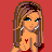 Pixel art of a woman with long brown hair, blue eyes, and a red bikini top with a Y symbol on her chest, standing against a red background with text below.
