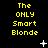 Yellow pixelated text "The ONLY Smart Blonde" repeated across a black background with scattered white star-like pixels.
