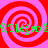 Four identical red and pink spiral patterns arranged in a with green text overlaid on each quadrant