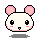 Four pixel-art mouse heads with pink ears, black eyes, and small mouths arranged in a on gray background